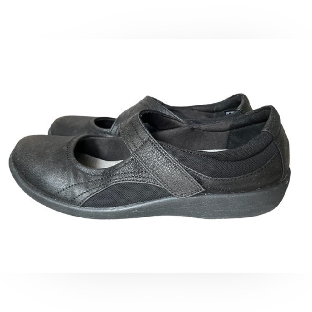 Clarks Cloud Steppers Mary Jane Shoes 9.5 Black Sillian Bella Cushion Wedge
